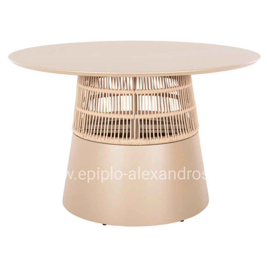 ROUND TABLE SAEID HM6106.04 ALUMINUM IN CHAMPAGNE COLOR-SYNTHETIC ROPE IN BEIGE Φ120x75Hcm.