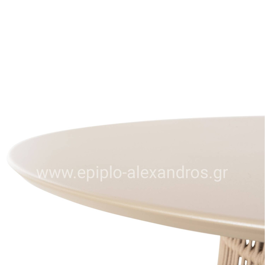 ROUND TABLE SAEID HM6106.04 ALUMINUM IN CHAMPAGNE COLOR-SYNTHETIC ROPE IN BEIGE Φ120x75Hcm.