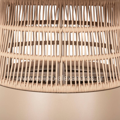 ROUND TABLE SAEID HM6106.04 ALUMINUM IN CHAMPAGNE COLOR-SYNTHETIC ROPE IN BEIGE Φ120x75Hcm.