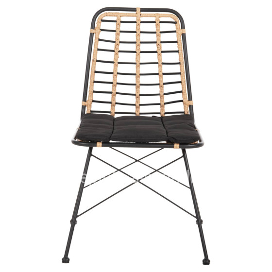 METALLIC DINING CHAIR ALLEGRA HM5691.11 WICKER IN BEIGE-BLACK 51x54x84Hcm.