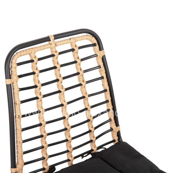 METALLIC DINING CHAIR ALLEGRA HM5691.11 WICKER IN BEIGE-BLACK 51x54x84Hcm.
