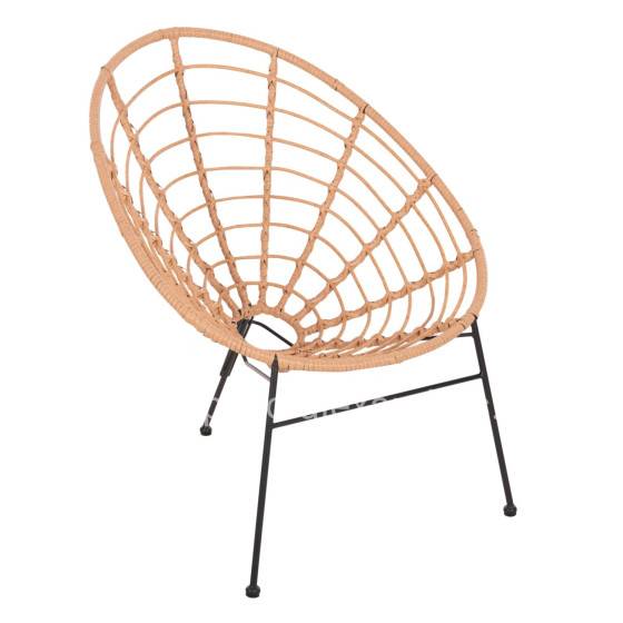 ARMCHAIR NEST-TYPE ALLEGRA HM5458.11 BLACK METAL-WICKER IN BEIGE 73x78x88H cm.