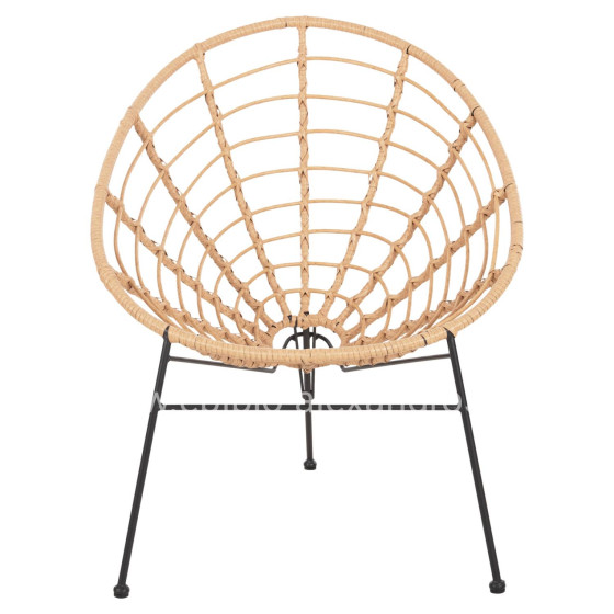 ARMCHAIR NEST-TYPE ALLEGRA HM5458.11 BLACK METAL-WICKER IN BEIGE 73x78x88H cm.