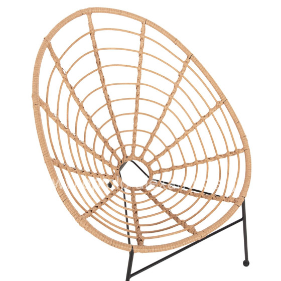 ARMCHAIR NEST-TYPE ALLEGRA HM5458.11 BLACK METAL-WICKER IN BEIGE 73x78x88H cm.