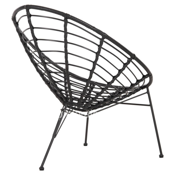 ARMCHAIR NEST-TYPE ALLEGRA HM5458.12 BLACK METAL-WICKER IN BLACK 73x78x88H cm.