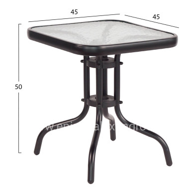 COFFEE TABLE FIGO HM6067.03 METAL IN BLACK-TEMPERED GLASS TOP 45x45x51Hcm.