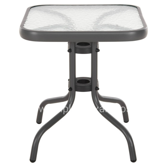 ΤΡΑΠΕΖΙ ΒΟΗΘΗΤΙΚΟ FIGO HM6067.01 ΜΕΤΑΛΛΙΚΟ ΓΚΡΙ-ΓΥΑΛΙΝΗ ΕΠΙΦΑΝΕΙΑ 45x45x51Yεκ