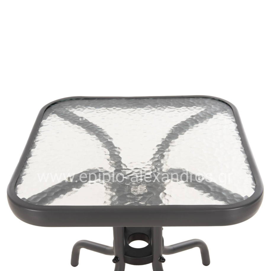 COFFEE TABLE FIGO HM6067.01 METAL IN GREY-TEMPERED GLASS TOP 45x45x51Hcm.