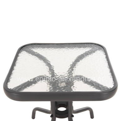 COFFEE TABLE FIGO HM6067.01 METAL IN GREY-TEMPERED GLASS TOP 45x45x51Hcm.