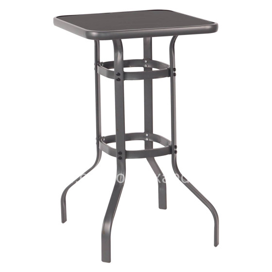 BAR TABLE SQUARE FIGGY HM6066.01 METALLIC GREY-TEMPERED GLASS 60x60x100Hcm.