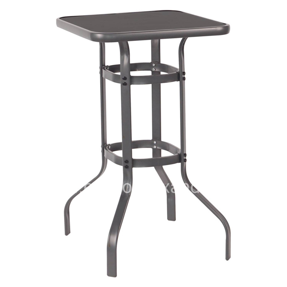 ΤΡΑΠΕΖΙ ΜΠΑΡ ΤΕΤΡΑΓΩΝΟ FIGGY HM6066.01 ΜΕΤΑΛΛΙΚΟ ΓΚΡΙ-ΓΥΑΛΙ ΑΣΦΑΛΕΙΑΣ 60x60x100Υεκ