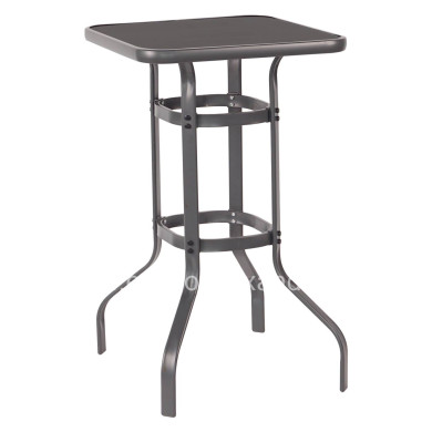 BAR TABLE SQUARE FIGGY HM6066.01 METALLIC GREY-TEMPERED GLASS 60x60x100Hcm.