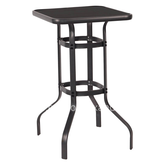 BAR TABLE SQUARE FIGGY HM6066.03 METALLIC BLACK-TEMPERED GLASS 60x60x100Hcm.
