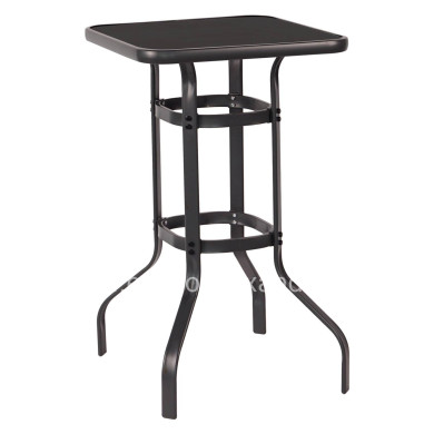 BAR TABLE SQUARE FIGGY HM6066.03 METALLIC BLACK-TEMPERED GLASS 60x60x100Hcm.