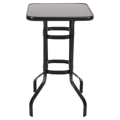 BAR TABLE SQUARE FIGGY HM6066.03 METALLIC BLACK-TEMPERED GLASS 60x60x100Hcm.