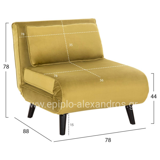ARMCHAIR-BED BRAXTON HM8425.23 OLIVE GREEN VELVET 78x88x78Hcm.