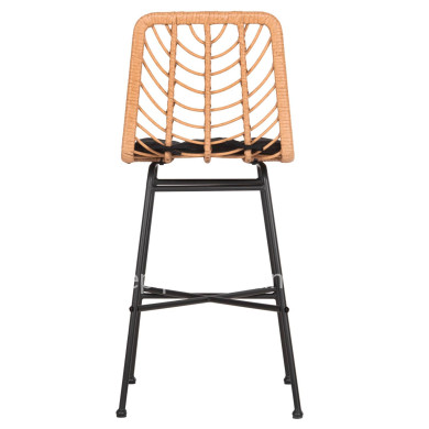 BAR STOOL MED.HEIGHT GERALD HM5707.11 METAL&CUSHION IN BLACK-WICKER IN BEIGE 47x47x101Hcm.