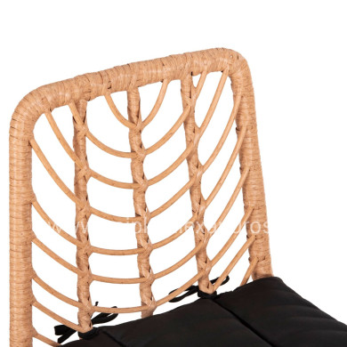BAR STOOL MED.HEIGHT GERALD HM5707.11 METAL&CUSHION IN BLACK-WICKER IN BEIGE 47x47x101Hcm.