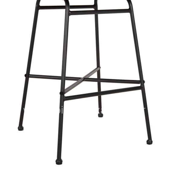 BAR STOOL MED.HEIGHT GERALD HM5707.11 METAL&CUSHION IN BLACK-WICKER IN BEIGE 47x47x101Hcm.