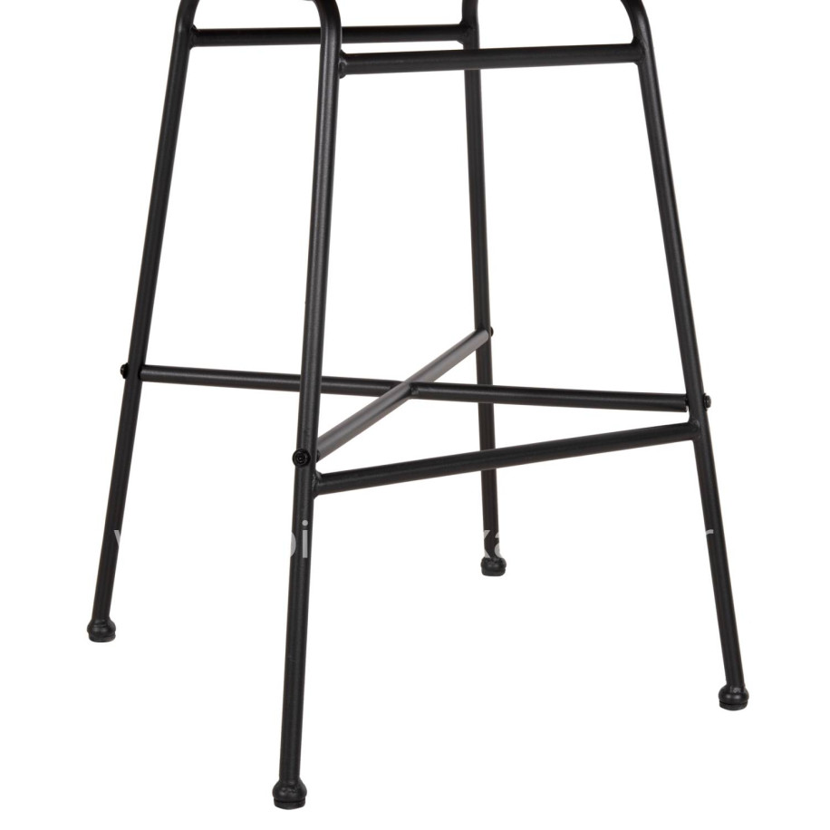 BAR STOOL MED.HEIGHT GERALD HM5707.11 METAL&CUSHION IN BLACK-WICKER IN BEIGE 47x47x101Hcm.