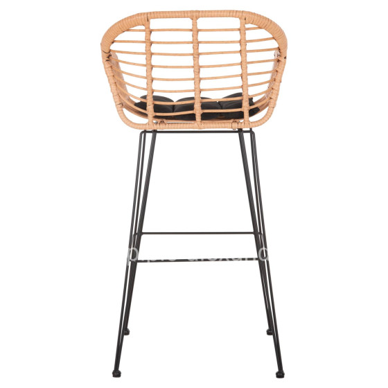BAR STOOL (HIGH SEAT) ALLEGRA HM5640.11 P.E.RATTAN IN BEIGE-BLACK METAL 54x55x108Hcm.