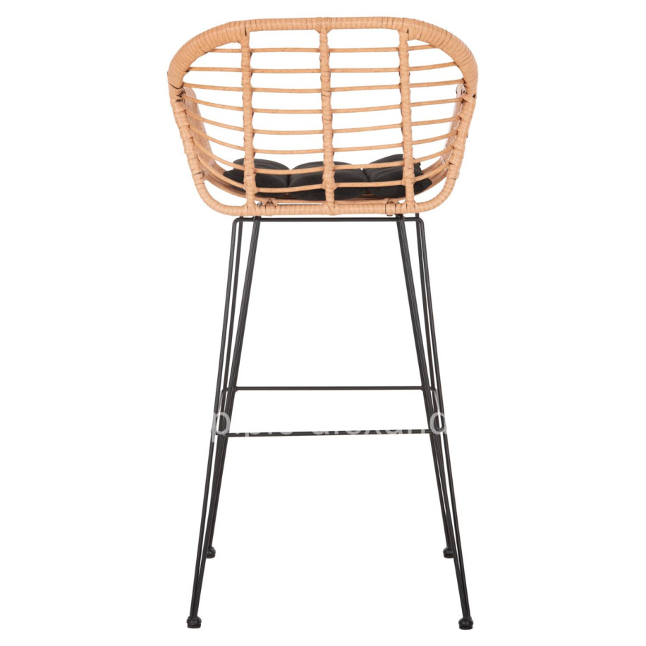 BAR STOOL (HIGH SEAT) ALLEGRA HM5640.11 P.E.RATTAN IN BEIGE-BLACK METAL 54x55x108Hcm.