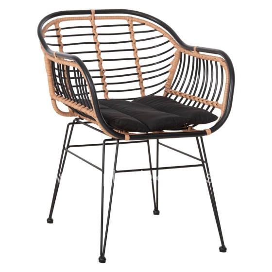 OUTDOOR ARMCHAIR ALLEGRA HM5663.11 METAL FRAME-P.E.RATTAN IN BEIGE & BLACK 58x59x81Hcm.
