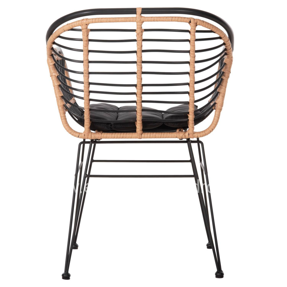 OUTDOOR ARMCHAIR ALLEGRA HM5663.11 METAL FRAME-P.E.RATTAN IN BEIGE & BLACK 58x59x81Hcm.