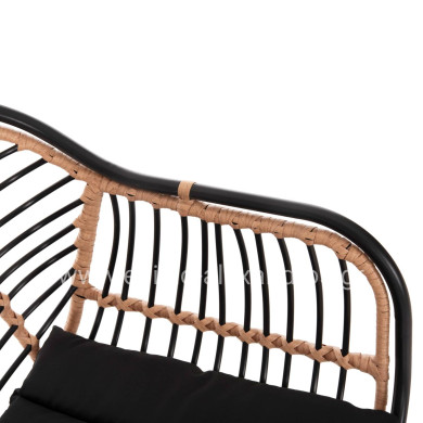 OUTDOOR ARMCHAIR ALLEGRA HM5663.11 METAL FRAME-P.E.RATTAN IN BEIGE & BLACK 58x59x81Hcm.