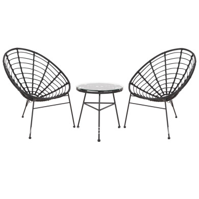 ΣΕΤ ΕΞΩΤΕΡΙΚΟΥ ΧΩΡΟΥ 3ΤΜΧ ALLEGRA HM21047.12 ΜΑΥΡΟ ΣΥΝΘ.RATTAN & ΜΕΤΑΛΛΟ