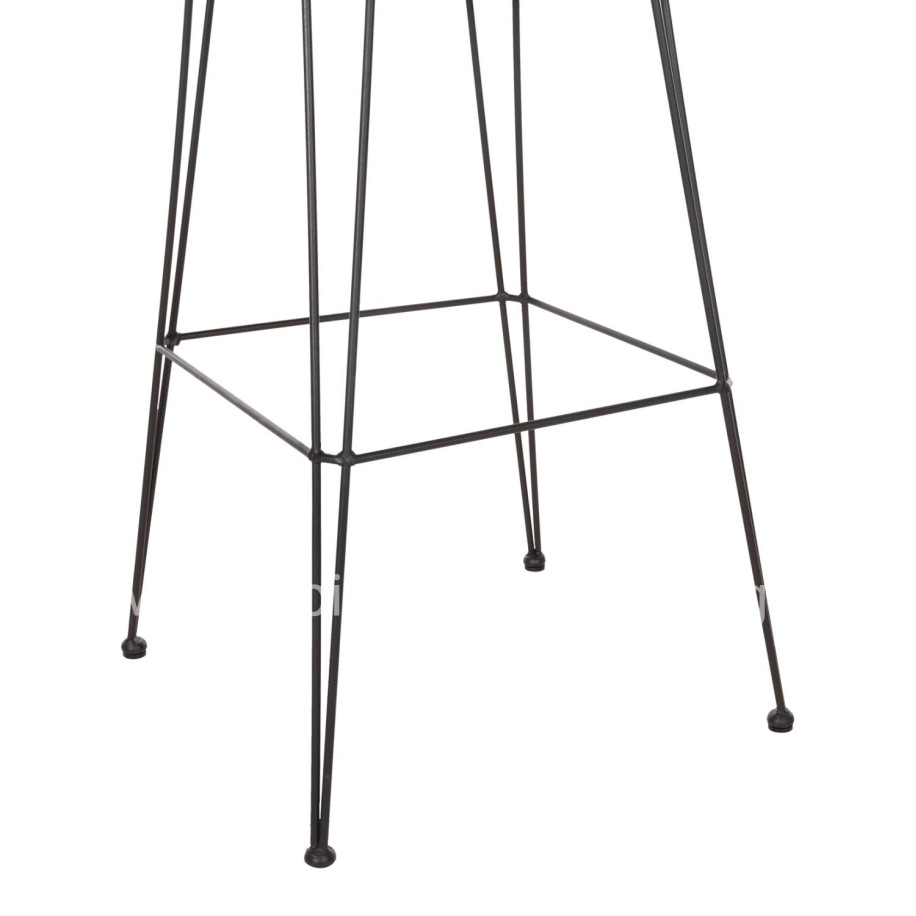 BAR STOOL ALLEGRA HM5690.11 METAL&CUSHION BLACK-WICKER BEIGE 55x54x108Hcm.
