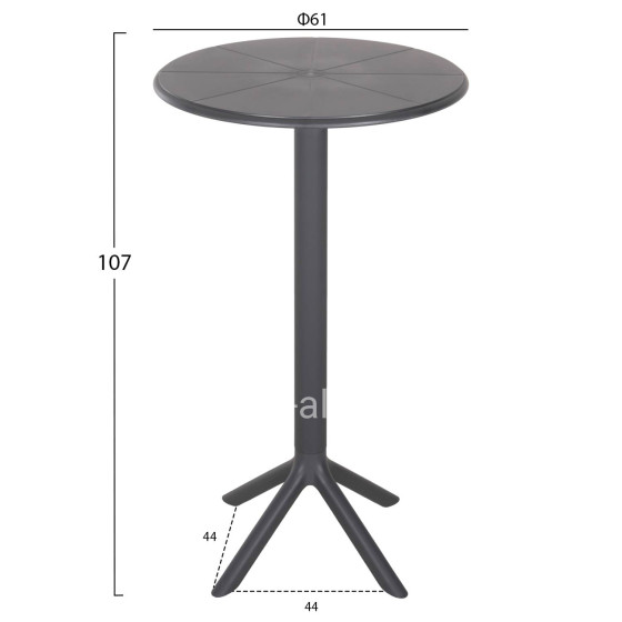 BAR TABLE ROUND TERRIN HM6126.20 POLYPROPYLENE GREY Φ60x106Hcm.