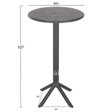 BAR TABLE ROUND TERRIN HM6126.20 POLYPROPYLENE GREY Φ60x106Hcm.