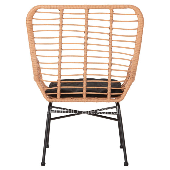 OUTDOOR ARMCHAIR BERGERE STYLE ALLEGRA HM5704.11 P.E.RATTAN BEIGE-BLACK METAL FRAME 66x59x90Hcm.