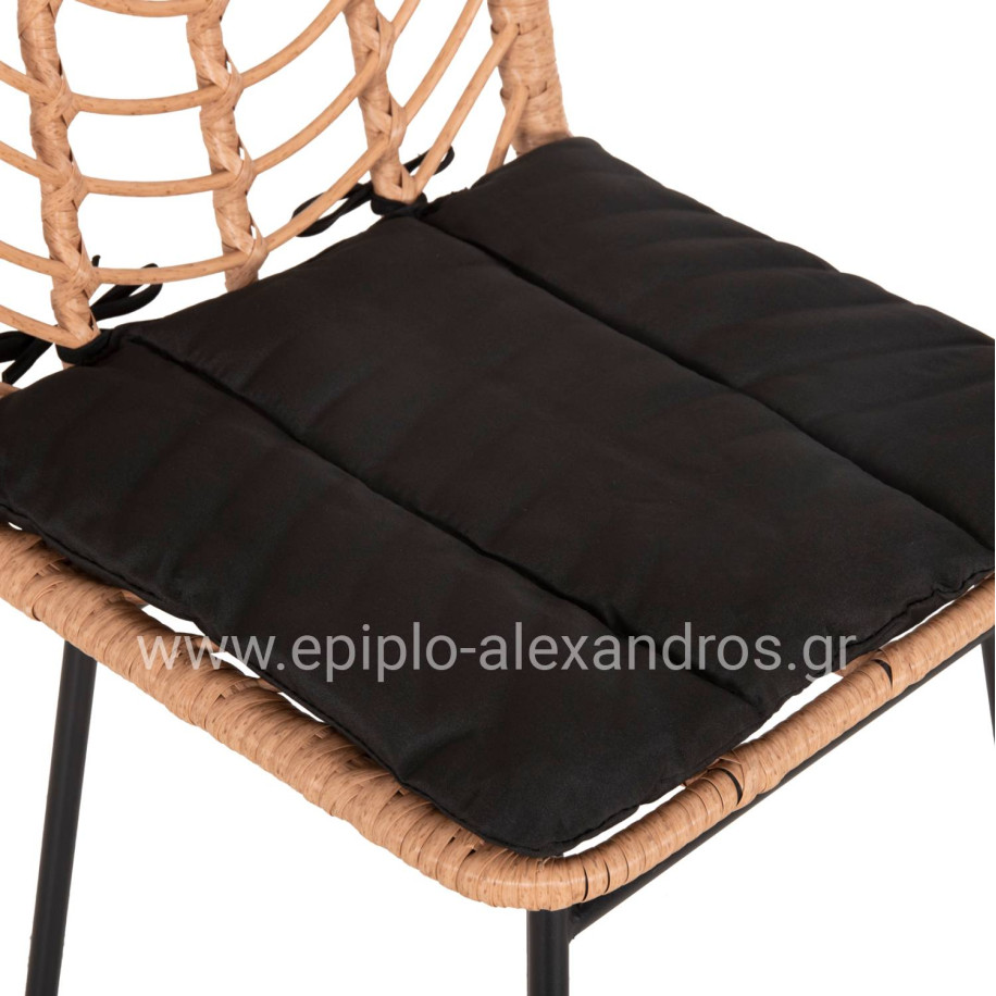 ΣΚΑΜΠΟ ΜΠΑΡ ΨΗΛΟ GERALD HM5706.11 ΜΕΤΑΛΛΟ&ΜΑΞΙΛΑΡΙ ΜΑΥΡΟ-WICKER ΜΠΕΖ 49x50x101Υεκ.