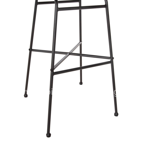 BAR STOOL HIGH SEAT GERALD HM5706.11 METAL&CUSHION IN BLACK-WICKER IN BEIGE 49x50x101Hcm.