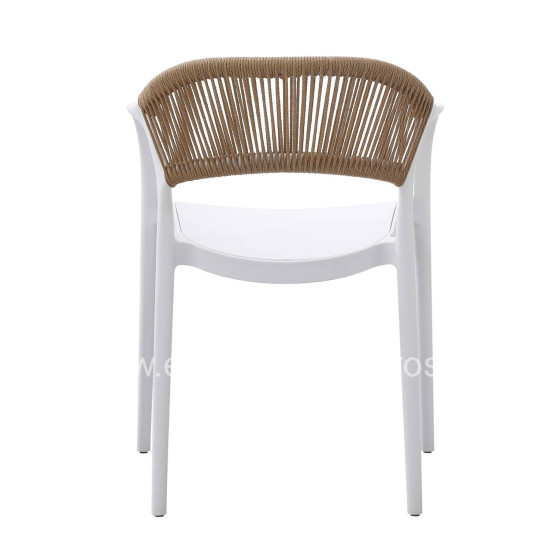 ARMCHAIR POLYPROPYLENE EVA HM6155.01 WHITE WITH BEIGE PP ROPE 56.5x53x80Hcm.