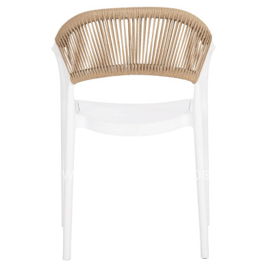 ARMCHAIR POLYPROPYLENE EVA HM6155.01 WHITE WITH BEIGE PP ROPE 56.5x53x80Hcm.