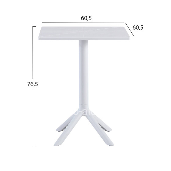 SQUARE POLYPROPYLENE TABLE TERRIN HM6125.11 WHITE 60x60x75Hcm.