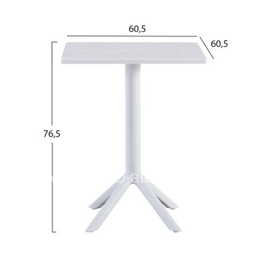 SQUARE POLYPROPYLENE TABLE TERRIN HM6125.11 WHITE 60x60x75Hcm.
