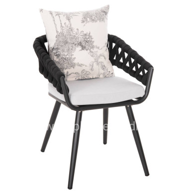ARMCHAIR ALUMINUM CAMDEN HM6141.01 BACK CUSHION IN ECRU WITH PRINT DESIGN-ANTHRACITE 56x60x72-87Hcm.