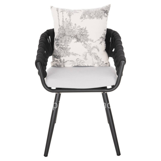 ARMCHAIR ALUMINUM CAMDEN HM6141.01 BACK CUSHION IN ECRU WITH PRINT DESIGN-ANTHRACITE 56x60x72-87Hcm.