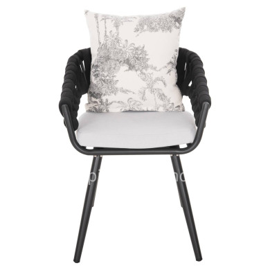 ARMCHAIR ALUMINUM CAMDEN HM6141.01 BACK CUSHION IN ECRU WITH PRINT DESIGN-ANTHRACITE 56x60x72-87Hcm.