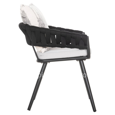 ARMCHAIR ALUMINUM CAMDEN HM6141.01 BACK CUSHION IN ECRU WITH PRINT DESIGN-ANTHRACITE 56x60x72-87Hcm.