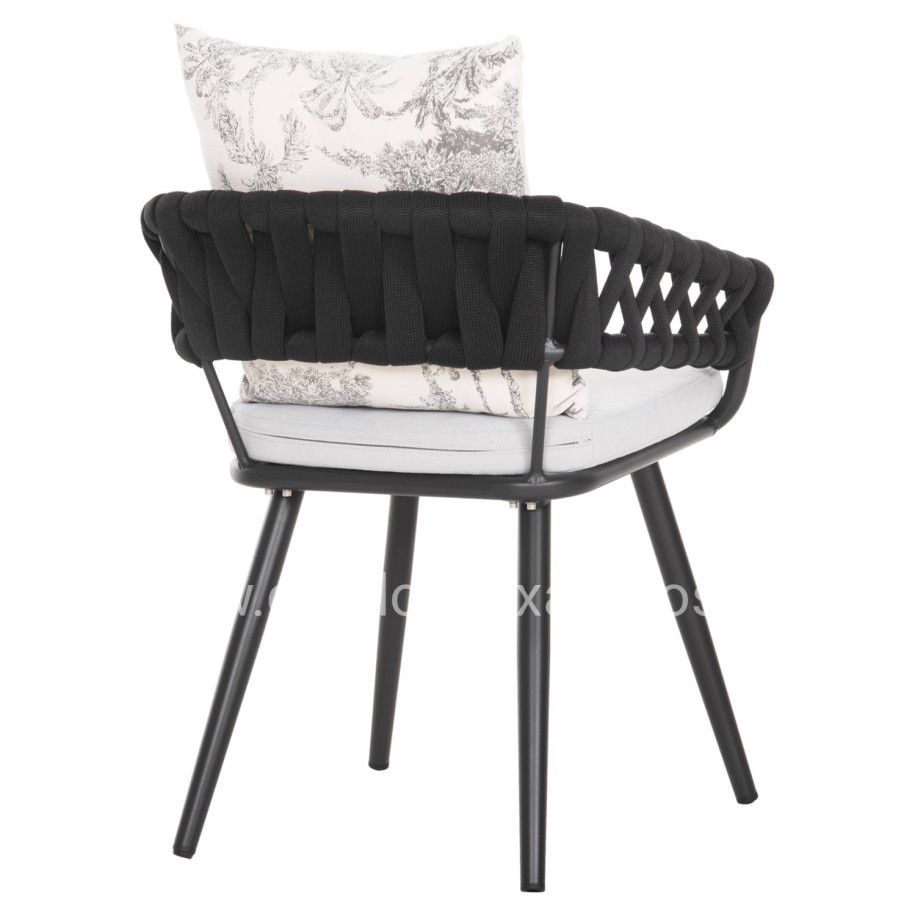 ARMCHAIR ALUMINUM CAMDEN HM6141.01 BACK CUSHION IN ECRU WITH PRINT DESIGN-ANTHRACITE 56x60x72-87Hcm.