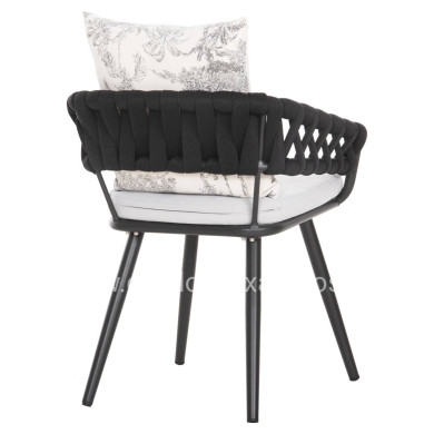 ARMCHAIR ALUMINUM CAMDEN HM6141.01 BACK CUSHION IN ECRU WITH PRINT DESIGN-ANTHRACITE 56x60x72-87Hcm.