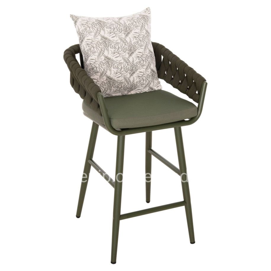BAR STOOL ALUMINUM CAMDEN HM6142.09 BACK CUSHION WITH PRINT PATTERN-DARK OLIVE 56x60x108Hcm.