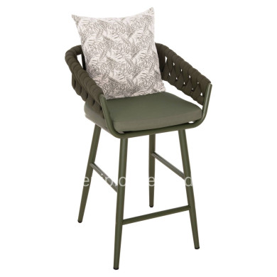BAR STOOL ALUMINUM CAMDEN HM6142.09 BACK CUSHION WITH PRINT PATTERN-DARK OLIVE 56x60x108Hcm.