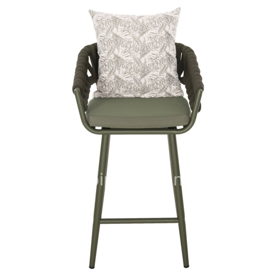 BAR STOOL ALUMINUM CAMDEN HM6142.09 BACK CUSHION WITH PRINT PATTERN-DARK OLIVE 56x60x108Hcm.