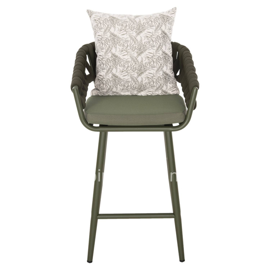 BAR STOOL ALUMINUM CAMDEN HM6142.09 BACK CUSHION WITH PRINT PATTERN-DARK OLIVE 56x60x108Hcm.